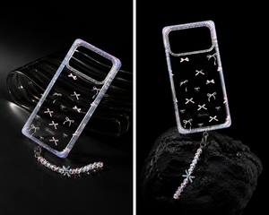 Crystal Bow Clear Phone Case with Beaded Wrist Charm iPhone 17 & 17 Pro Max