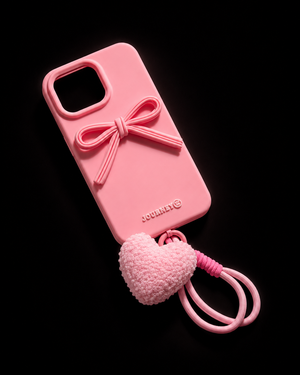 Blush Bow Heart Charm Case