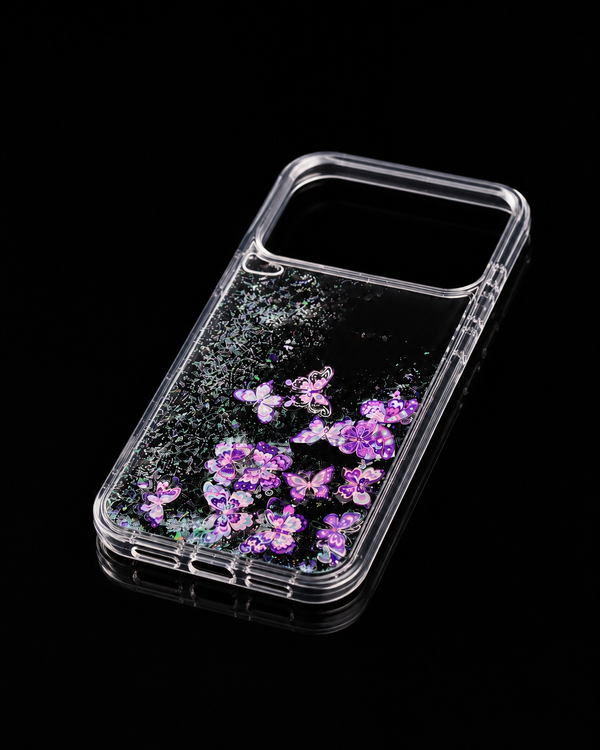 Purple Butterfly Glitter Case