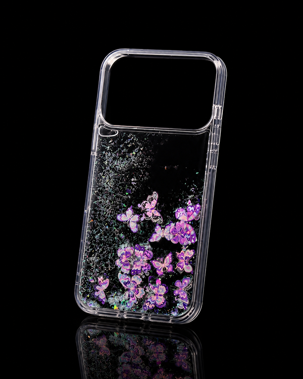 Purple Butterfly Glitter Case